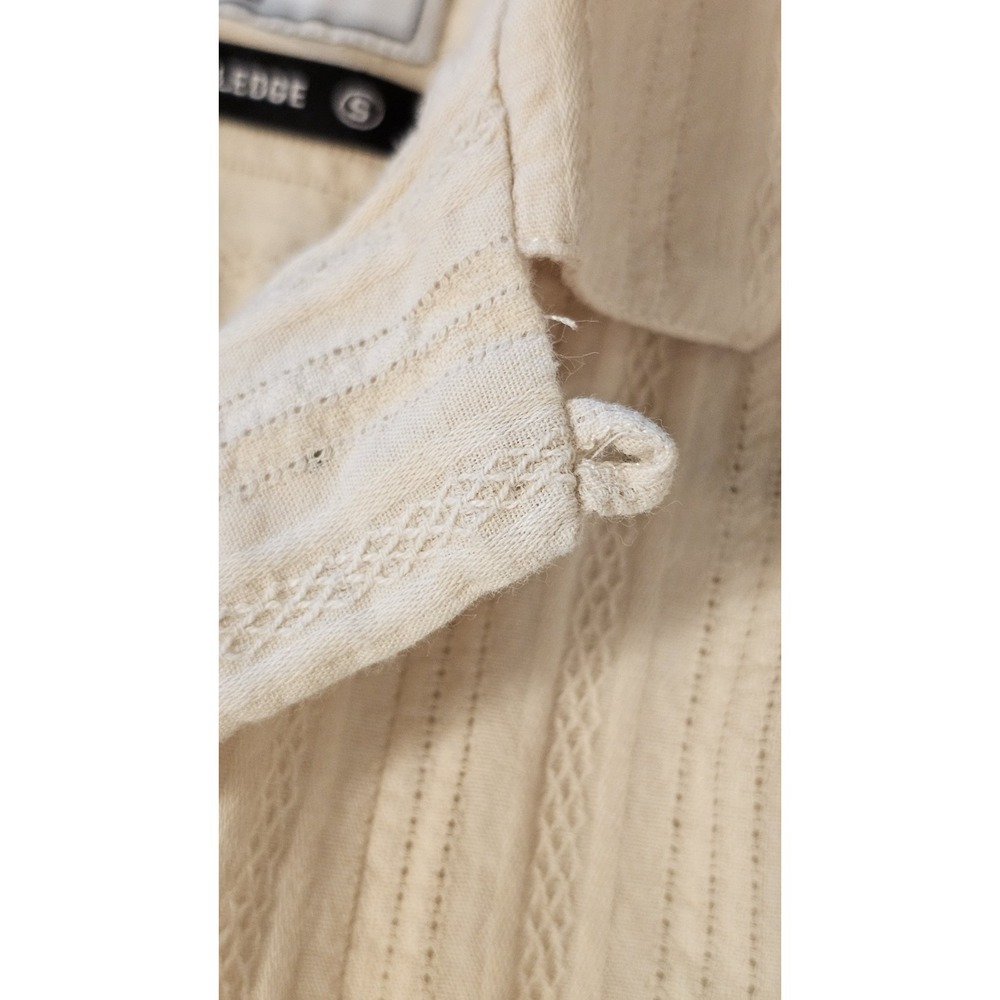 Portuguese Flannel Shirt Vilar Shirt Sand Dobby Camp Loop Collar Cotton Sz Small - Picture 6 of 11